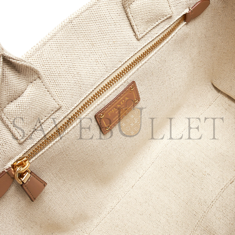 PRADA BRAND-TYPOGRAPHY LINEN-BLEND TOTE BAG 1BG474 (31*24*13cm)
